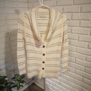 Banana Republic Ladies Cream & Grey Stripe Sweater